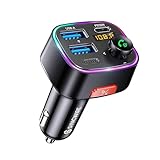 SYNCWIRE Bluetooth 5.3 FM-Transmitter-Autoladegerät 48W (PD 36W&12W) dualer USB-Anschluss Ladegerät KFZ-Adapter kabelloser Radioempfänger, LED-Display 64 GB...