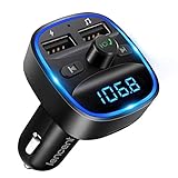 LENCENT Bluetooth FM Transmitter Auto, Adapter für Auto Radio, Freisprecheinrichtung, 2 USB Ports, Unterstützt SD-Karte USB-Sticks